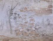 Claude Lorrain Figures behind Plants (mk17) oil on canvas